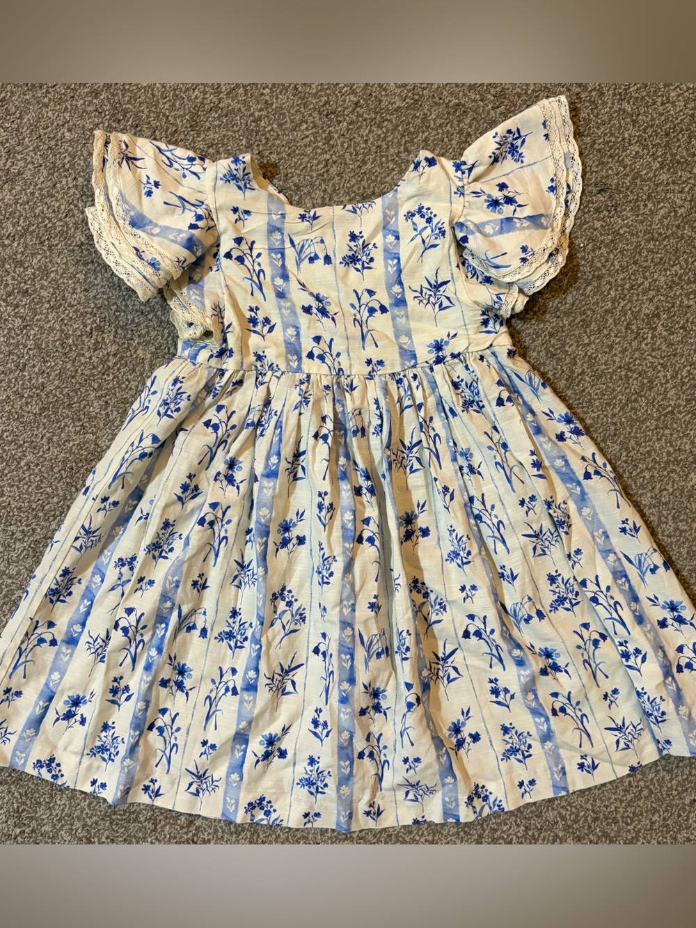 next White and Blue Floral Cotton Party Dress